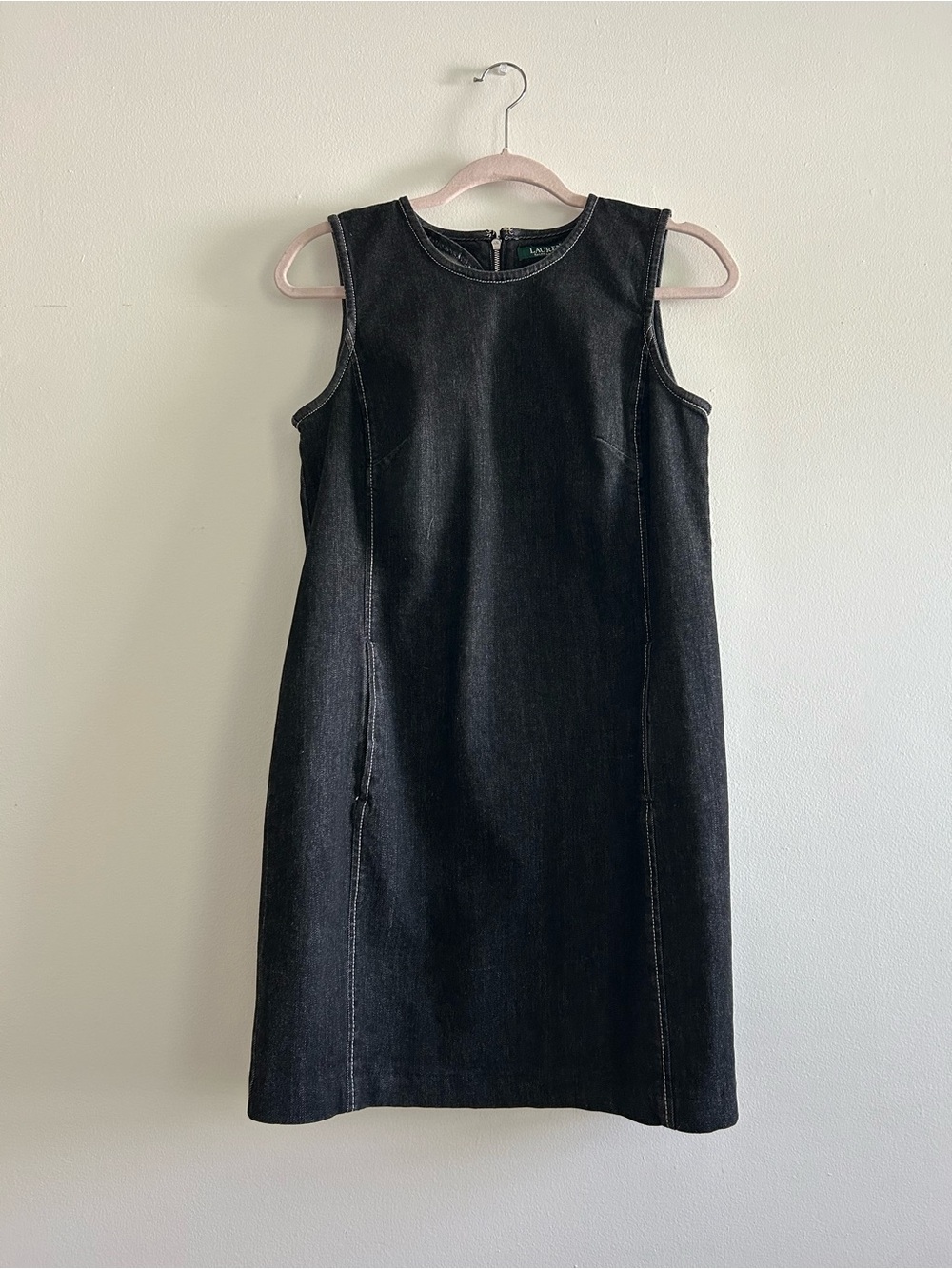 Ralph Lauren Classic Black Sleeveless Denim Shift Dress